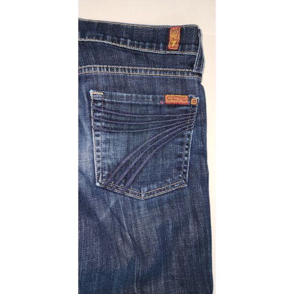 7 For All Mankind DOJO Low-Rise Dark Wash Capri Crop Jeans Sz 27 - Picture 5 of 11